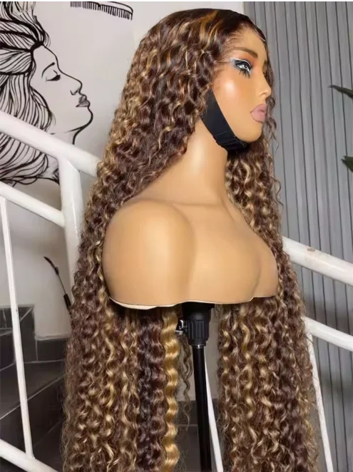 

Синтетический парик с кружевной передней частью 13x4, с эффектом омбре, кудрявый, с предварительно выщипанной линией роста волос, без клея, из термостойкого синтетического волокна