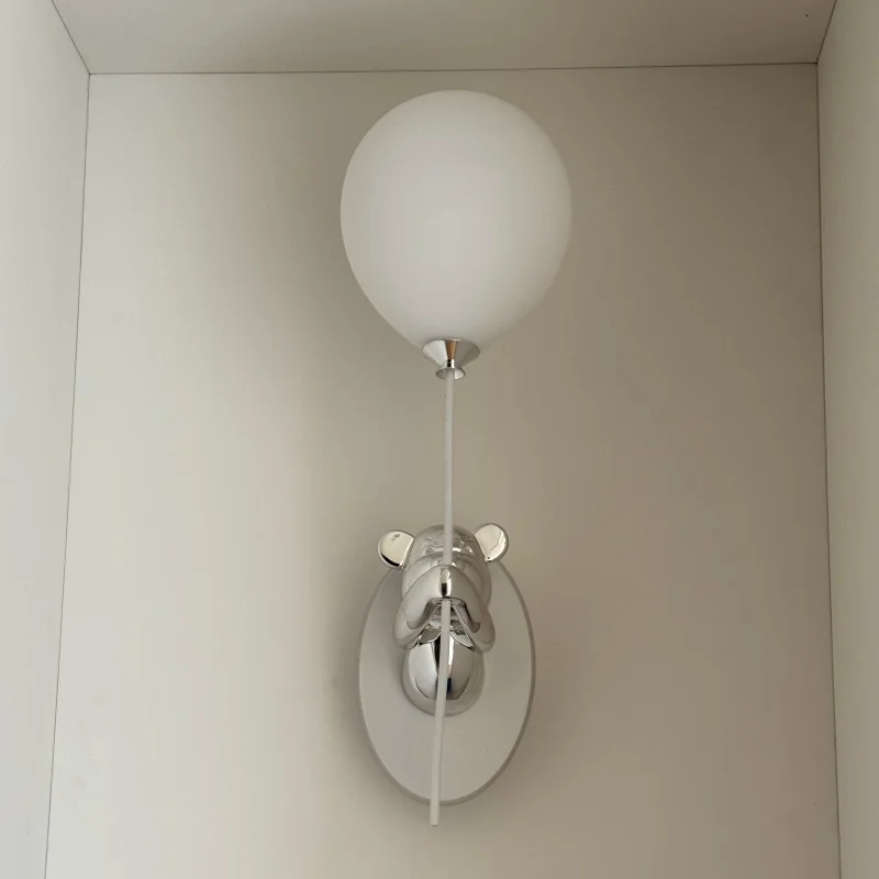 Children's Room Bear Balloon LED Wall Light Nordic Creative Cartoon Atmosphere Lamp Bedroom Living Room Decorative Wall Light