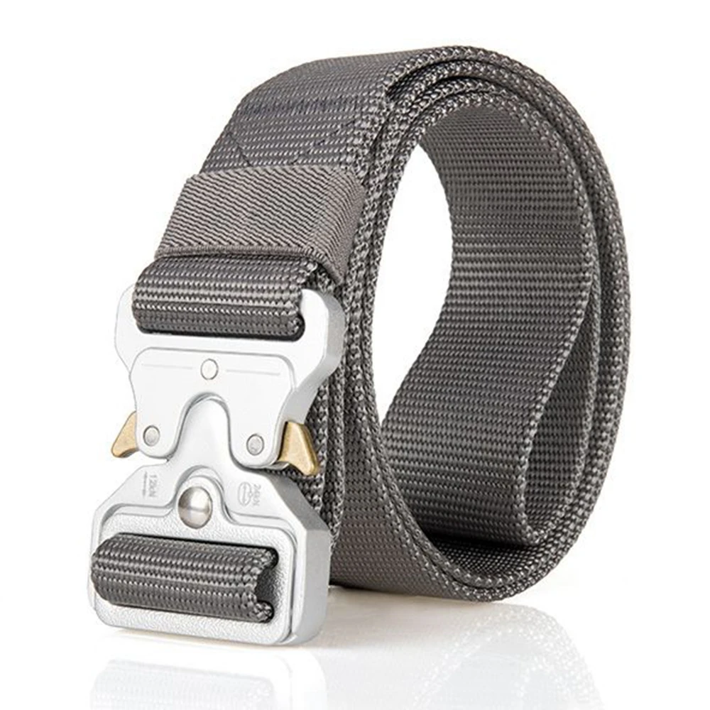 38mm Taktischer Gürtel für Herren Robuster Nylon-Hüftgürtel mit Silberschnalle Unisex Designer-Jeansgürtel für Damen – Detail 3