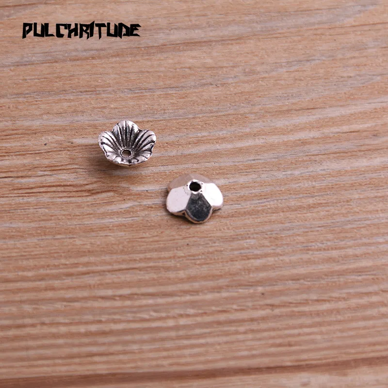 40pcs 4*9*9mm Two Color Bead Caps Charm Hollow Flower MINI Pendants Jewelry Accessories DIY Receptacle Charms