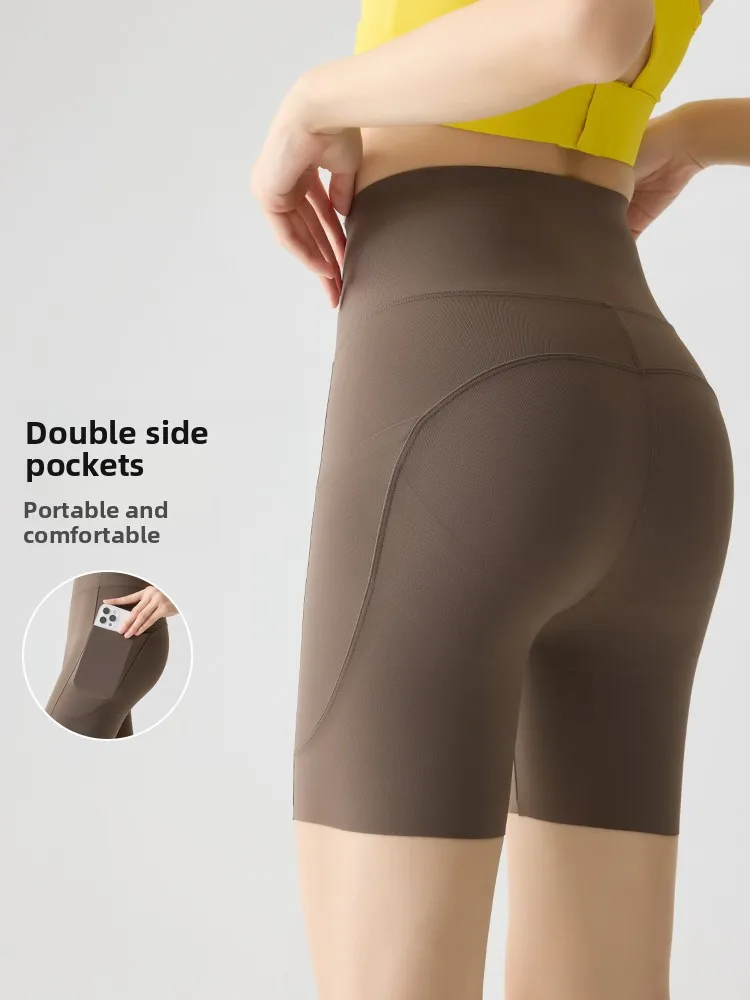 

Спортивные шорты для йоги из ледяного шелка, быстросохнущие, с эффектом подтяжки живота и ягодиц, для велоспорта, с высокой талией, облегающие, женские, модные, весна-лето