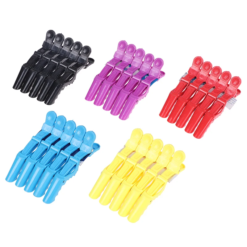 5pcs Salon Hair Grip Crocodile Hairdressing Barbers Clips Professional Matte Sectioning Clips Clamps Hairdressing Tweezers