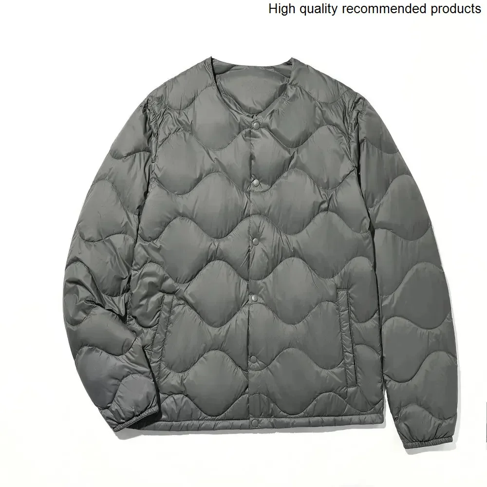 new style Men's round 2025 neck thin gourd down jacket liner lightweight collarless down jacket