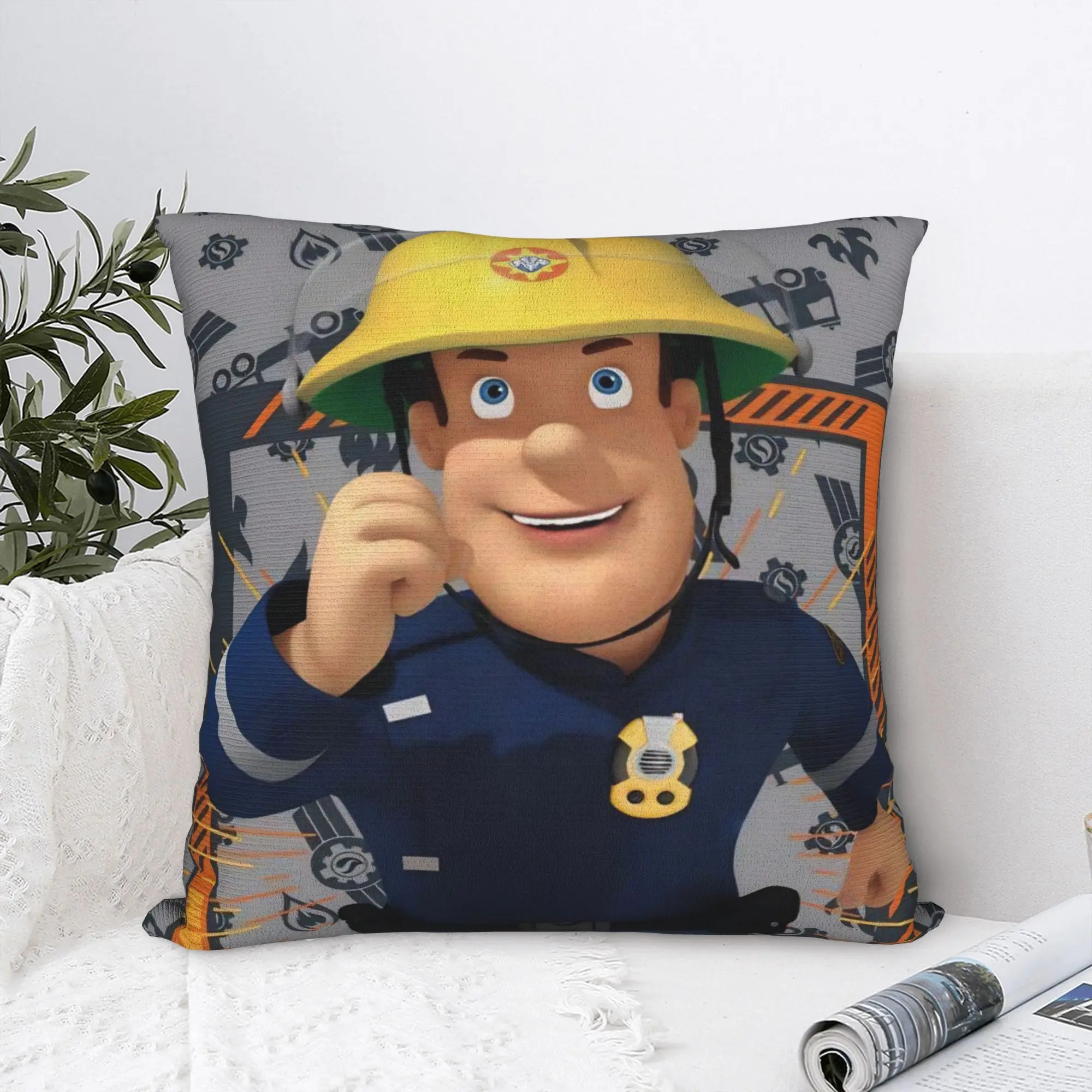 Fireman Sam Pillowcase Polyester Cushion Cover Decorations Kids Movies Hero Throw Pillow Case Cover Home Zippered 45X45cm