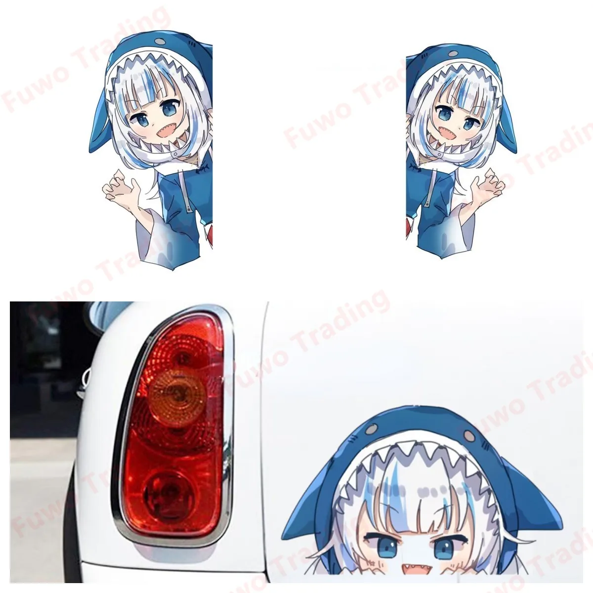 

Модные автомобильные наклейки Gura Hololive граффити устойчивые к царапинам наклейки забавные модные милые защитные наклейки для дверей автомобиля