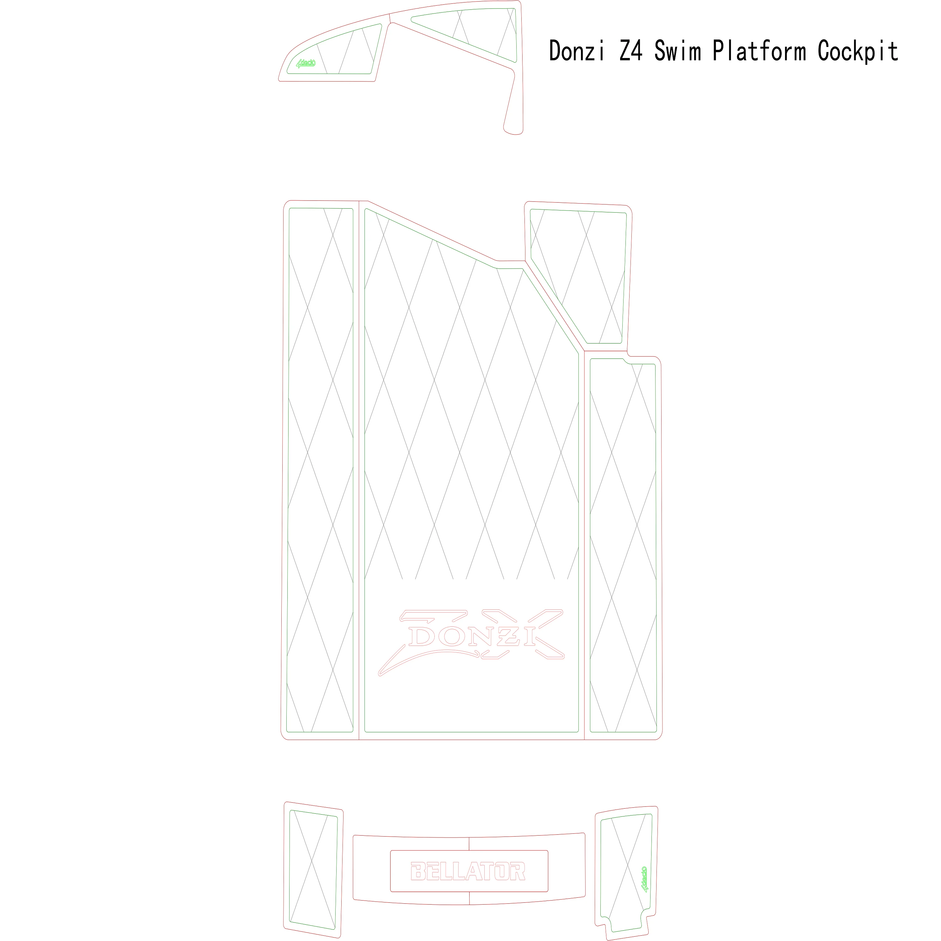 

Donzi Z4 Swim Platform Cockpit Boat EVA Faux Teak Deck Floor Pad