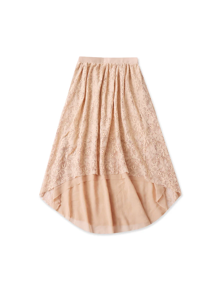

Lace A-Line Midi Skirt Women's Loose Fit Asymmetrical Spring New Sle mid Waist Pure Color Commute Sle Skirt