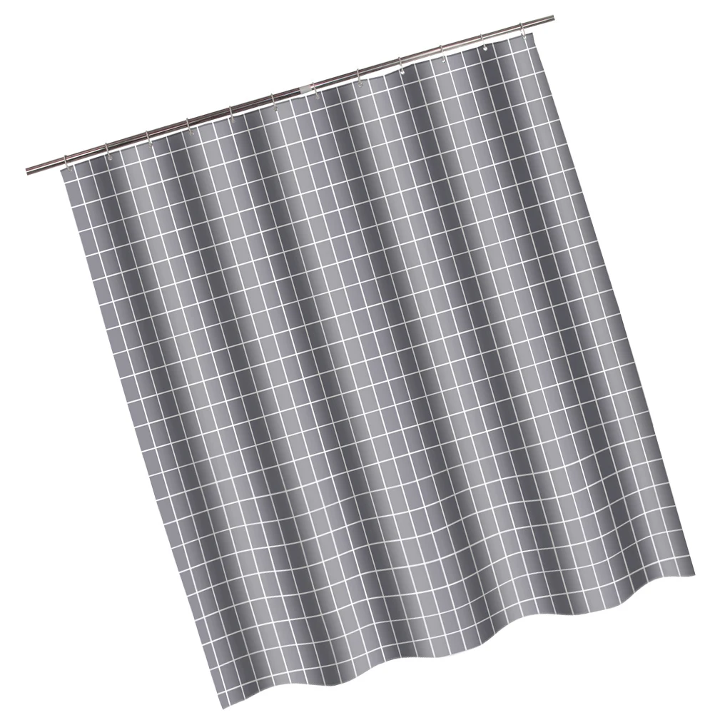 

Waterproof Bath Check Pattern Polyester Shower Easy Install Bathroom Decor Long Lasting Comfort Experience