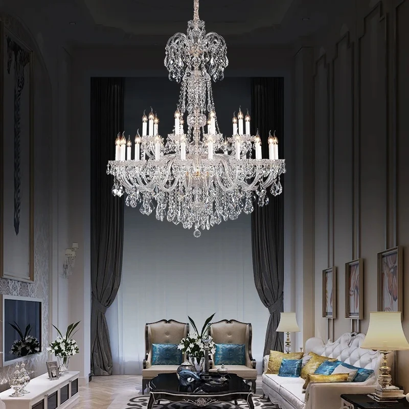 European Style Villa Living Room Nordic Style Decoration Luxury Hotel Lobby Custom Large Project Crystal K9 Led Chandelier Light
