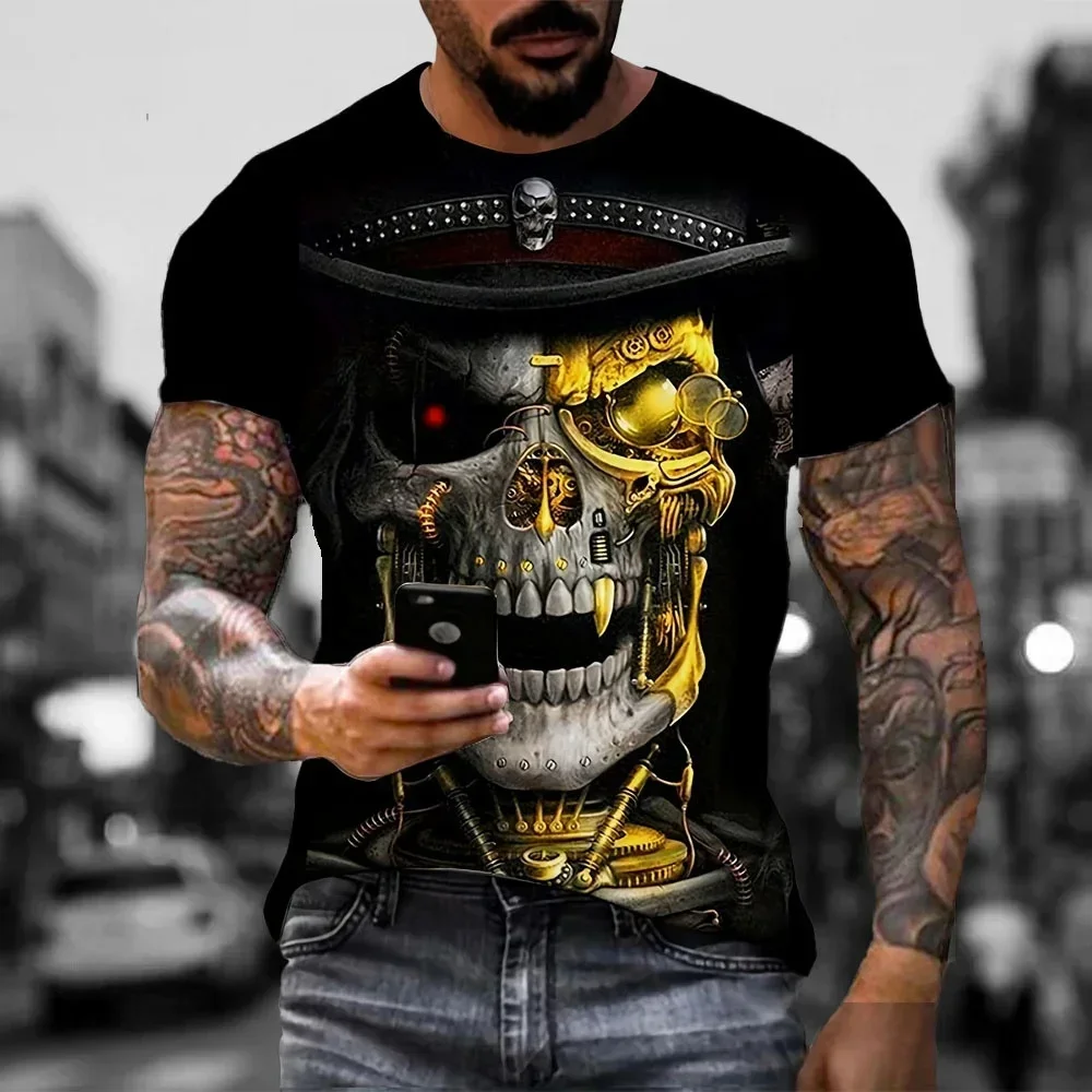 

Men's New Fashionable Motorcycle T-shirt 3D Printed Round Neck Casual Cycling Clothes Quick Drying Breathable Sports T-shirt