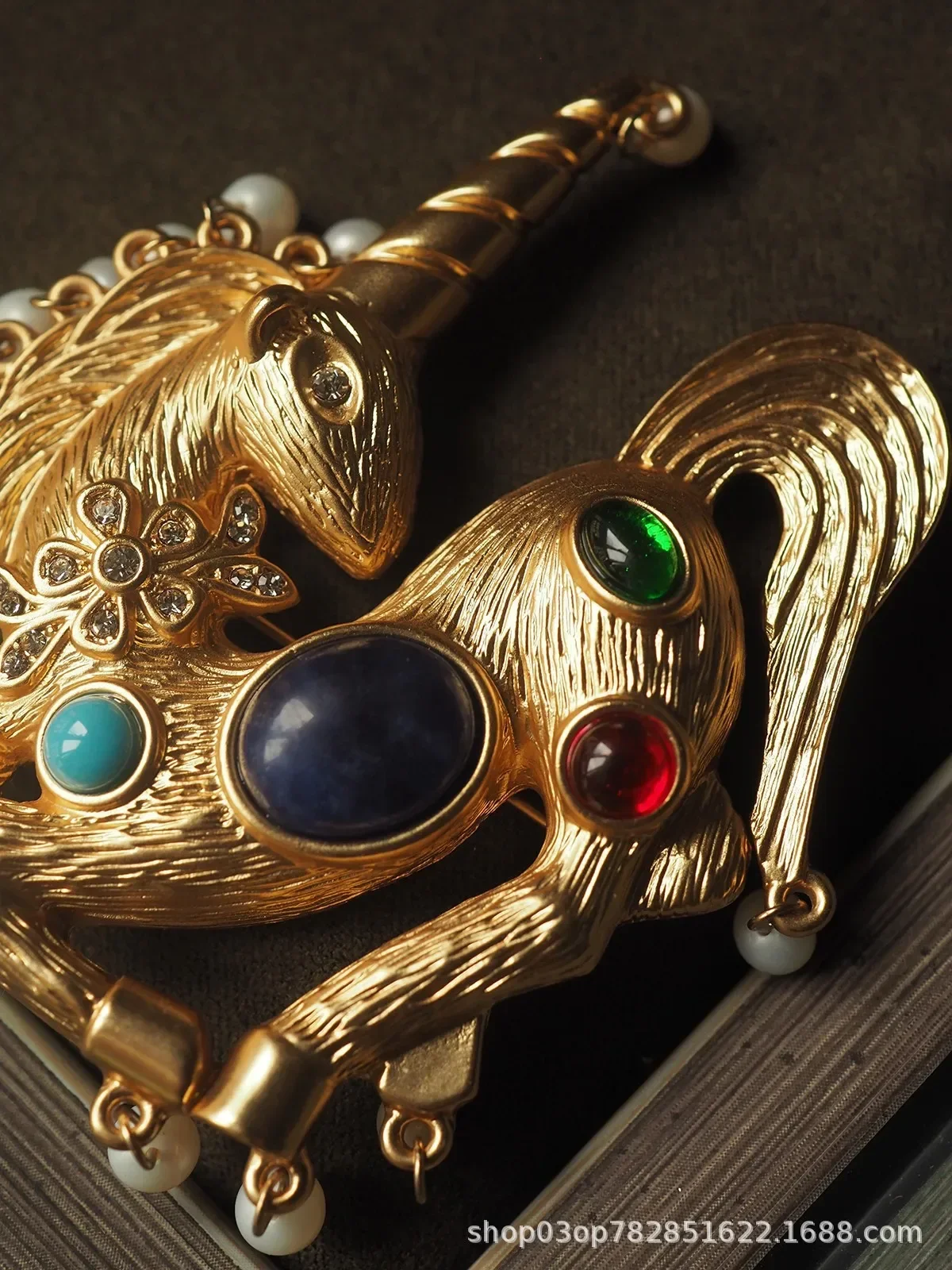Pearl vintage Medieval Brooch Antique Vintage Lapis Lazuli Unicorn Brooch