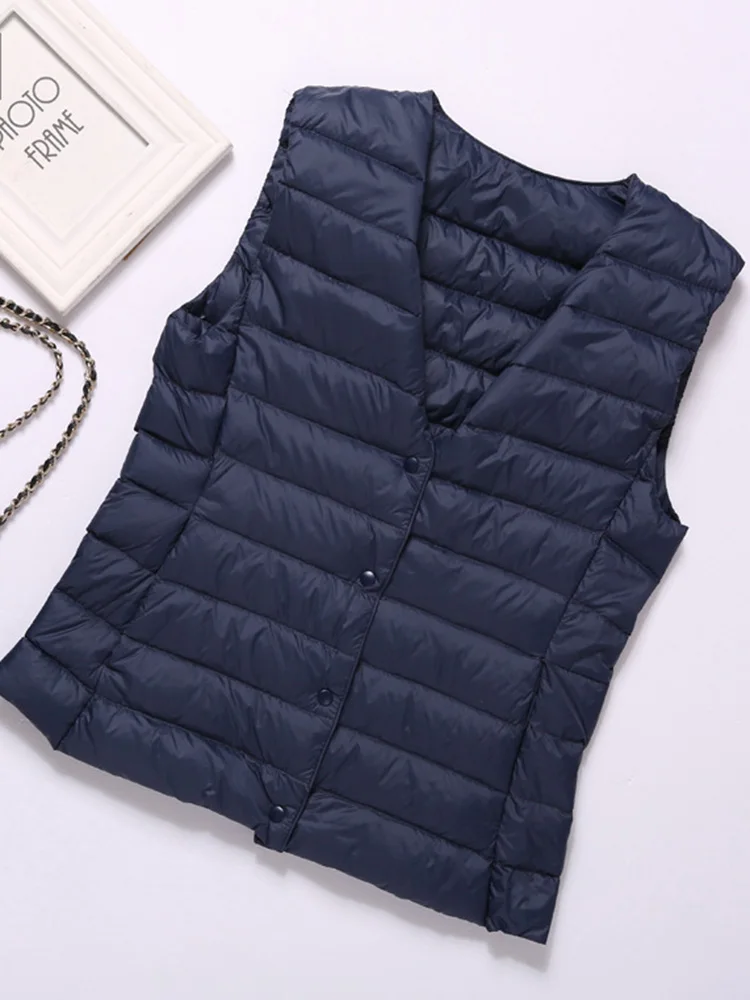 SEDUTMO Winter Ultra Light Thin Duck Down Jacket Women Quilted Pocket Short Warm Basic Vest Casual Waistcoat ED1891