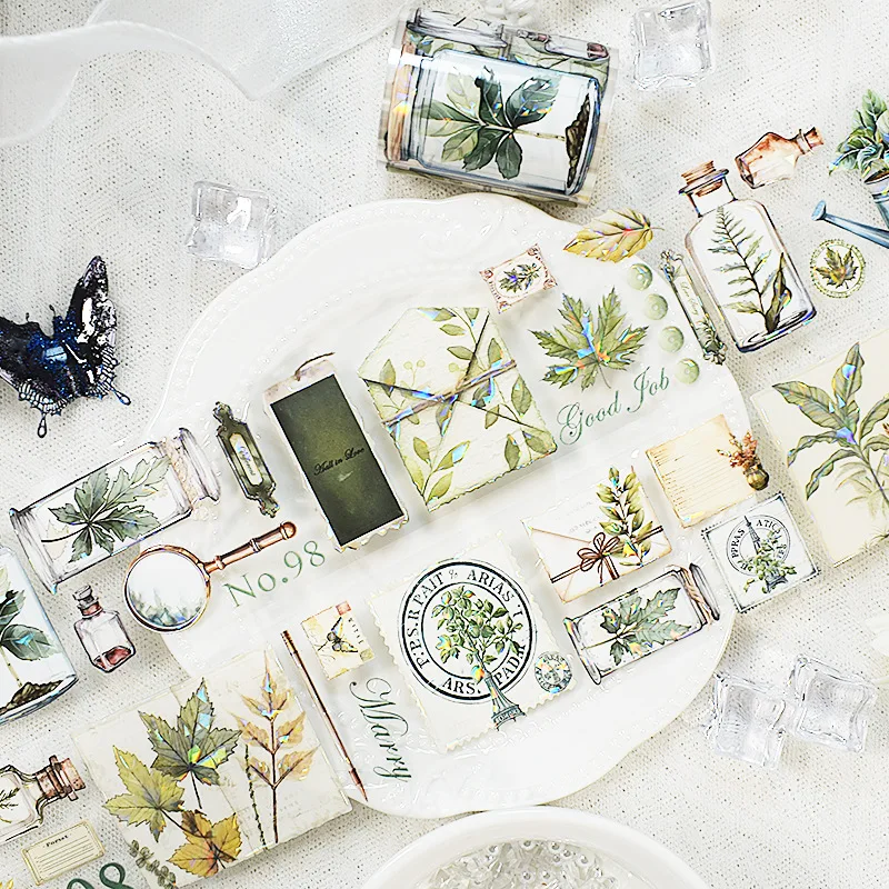 New PET Washi Tape Flower Special Material Autumn Letter Simple Full Roll Shell Light Flow Glue Journal Washi Tape Craft Bulk