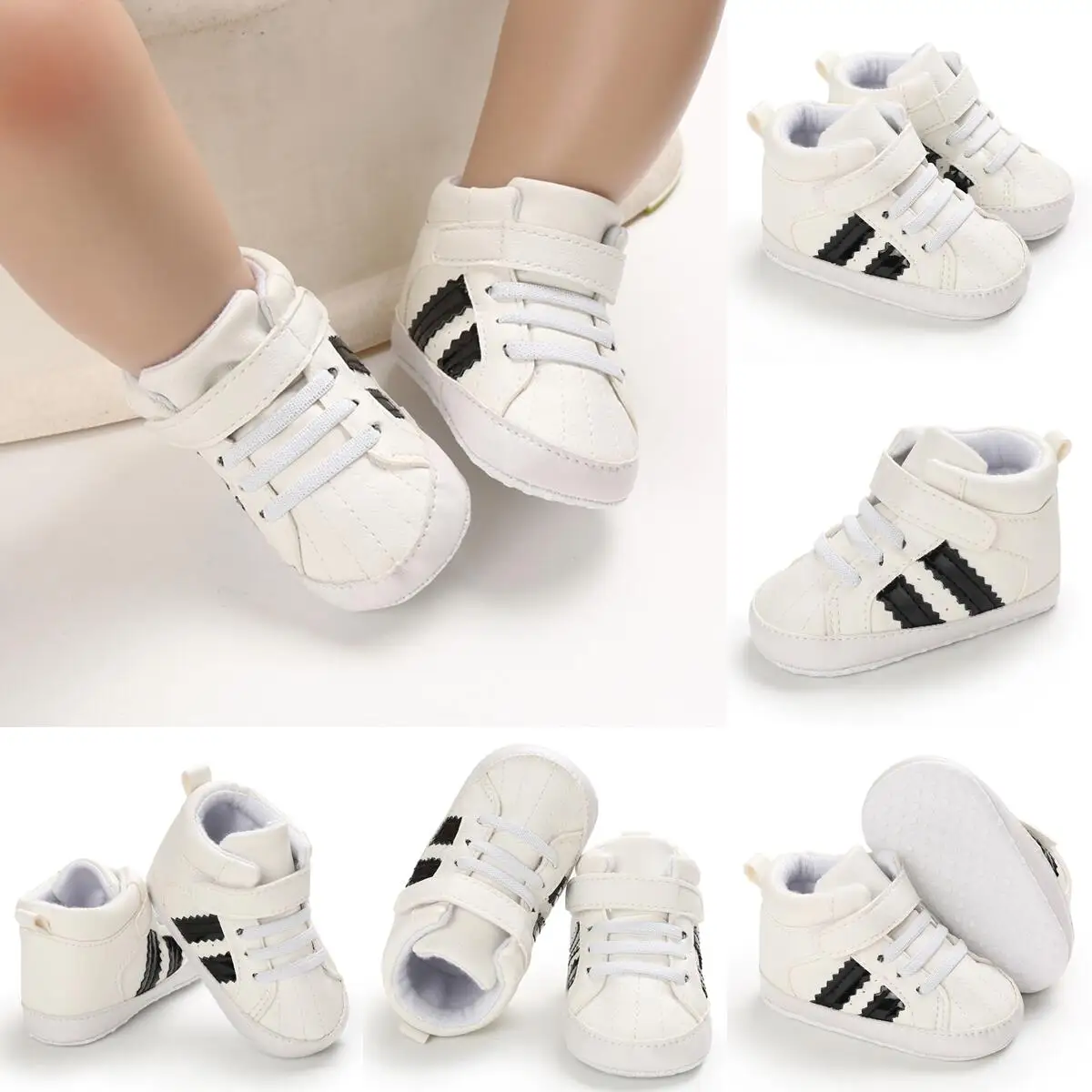 White Fashion Baby Shoes Casual Shoes For Boys And Girls Soft Bottom Baptism Shoes Sneakers For Freshmen Comfort First WalkShoes