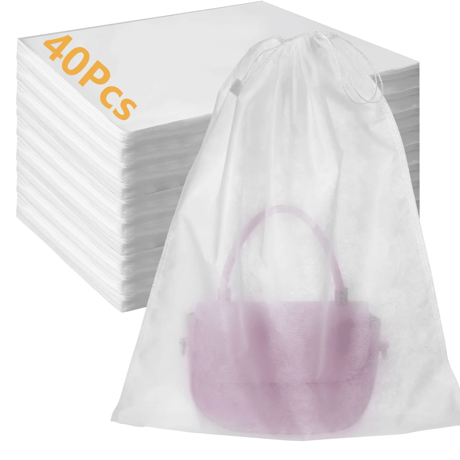 20/40Pcs Drawstring Dust Bags Set, 15.7inx19.7in Dust Covers For Purses Storage Bags For Handbags, Non-Woven Fabric Handbags Storage, Shoe Travel Package For Packing, Home Closet Organizer Dust Cover, Can Be Hung