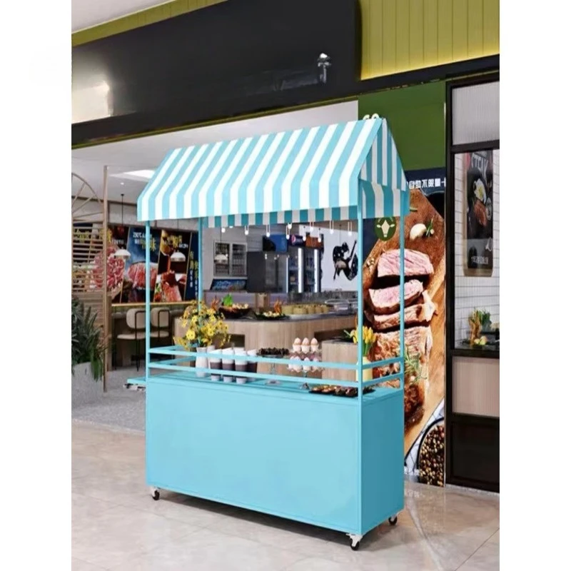 Metal outdoor booth cart with detachable push-pull function for night markets, commercial market