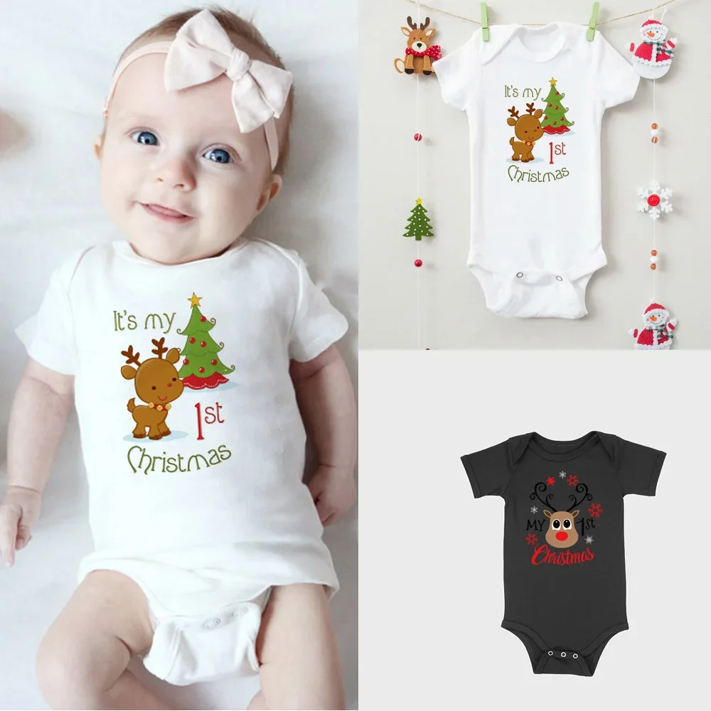 

Its My 1st Christmas Baby Clothes Welcome Home Hipster s Short Sleeve Casual Shirt Unisex Baby Bodysuits Holiday Wear