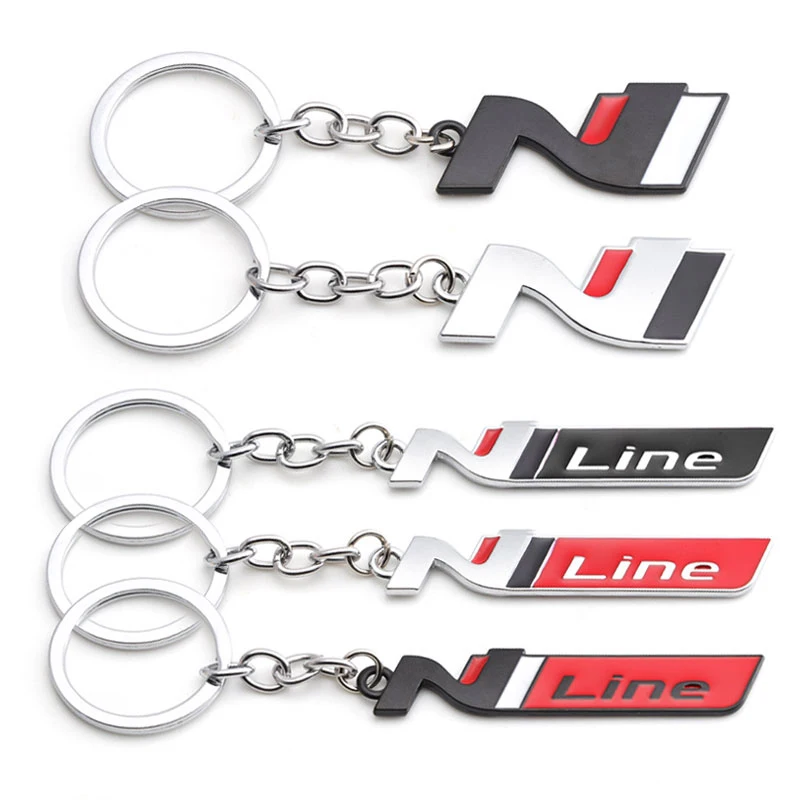 Car Keychain N Line Keyring Badge Metal Emblem Key Chain Ring Holder for Hyundai i30 i40 ix 35 Coupe Tucson Sonata Elantra  Kona