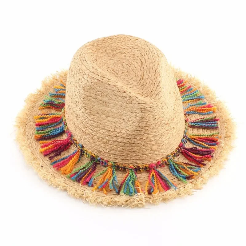 1PCS Straw Hat  Female Beach Hats Women Color Tassel Summer Straw Outdoor Sun Hats for Women Summer Hats for Women Sun Hat