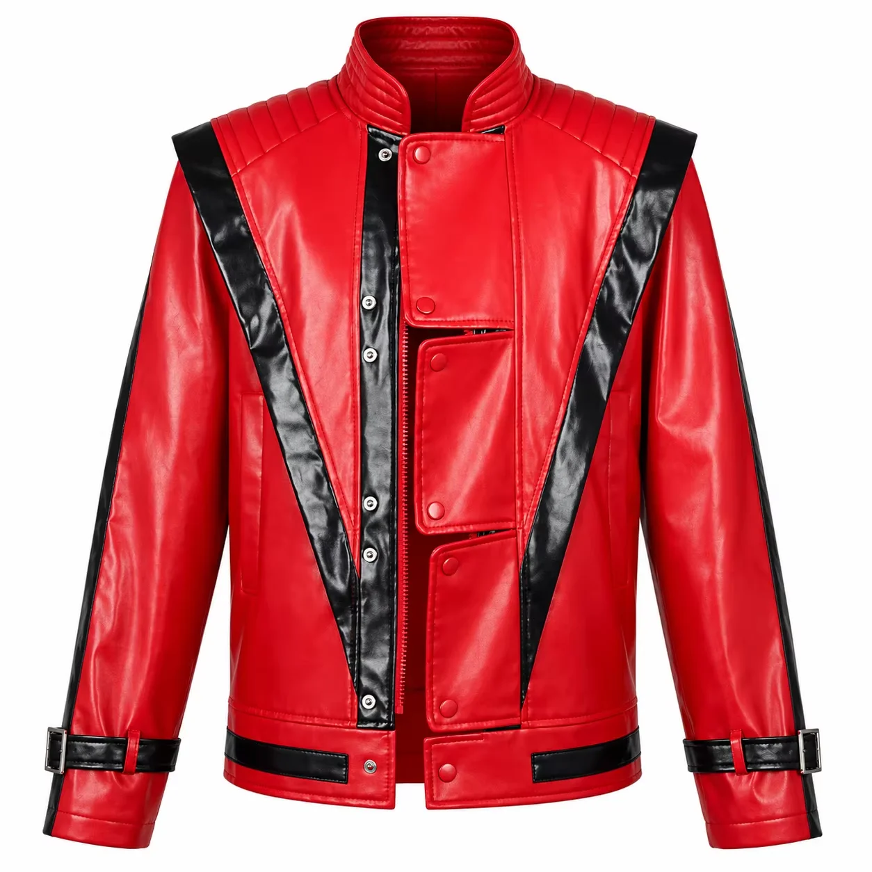 Disfraces de Halloween para niños, disfraz de cosplay de Boy Jackson, chaqueta de cuero roja, top de manga larga, chaqueta de cuero a la moda