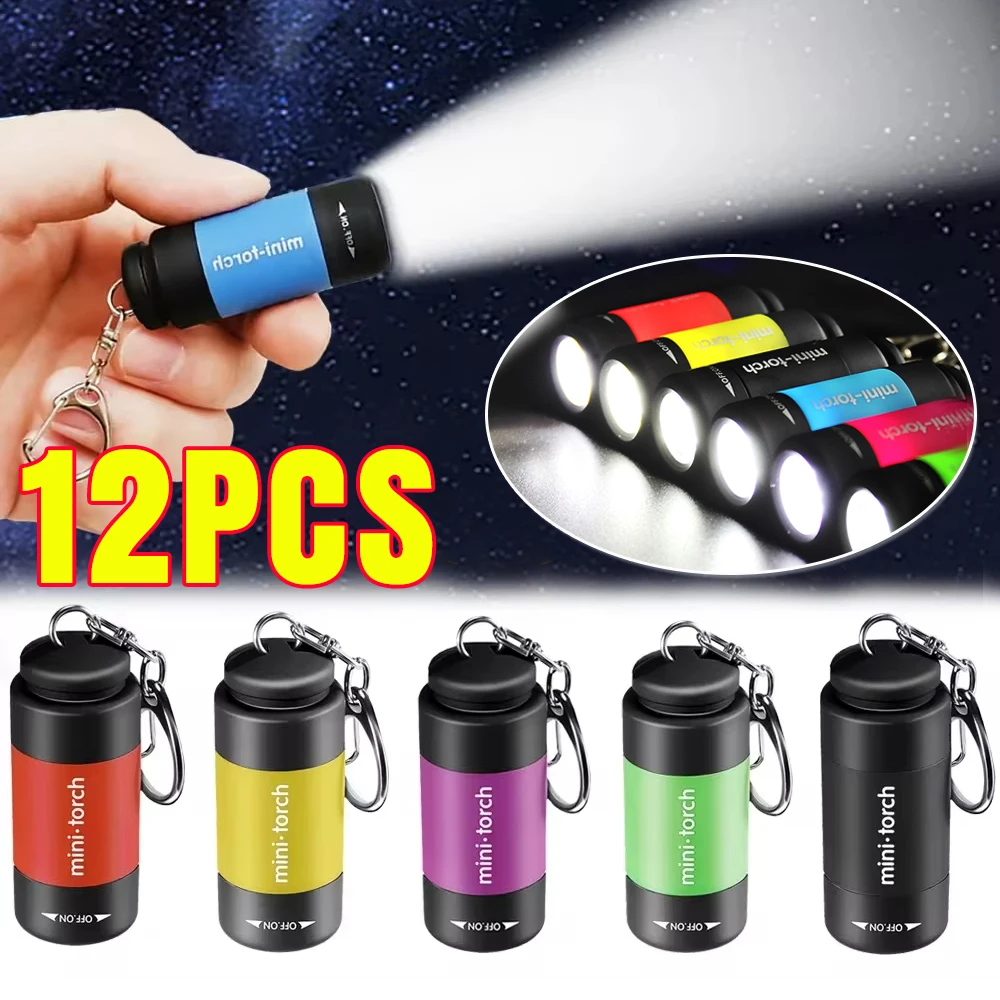 Mini Keychain Flashlight Portable USB Rechargeable LED Torch Pocket Light Waterproof Outdoor Camping Emergency Lights Wholesale