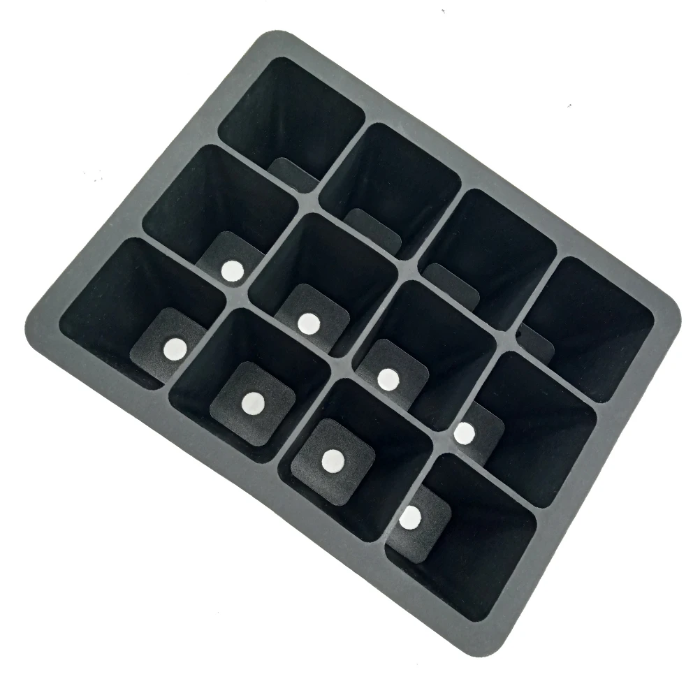 

Seedling Pot Starter Tray Germination Container 12 Cells Silica Gel Black Planting Tool Suitable Flowers Vegetables