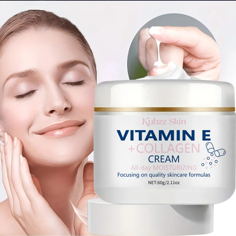 Kubzz Skin Vitamin E + Collagen Cream 60g – All-Day Moisturizer for Dry Skin, Smooths Rough Texture, Hydrates Face & Hands
