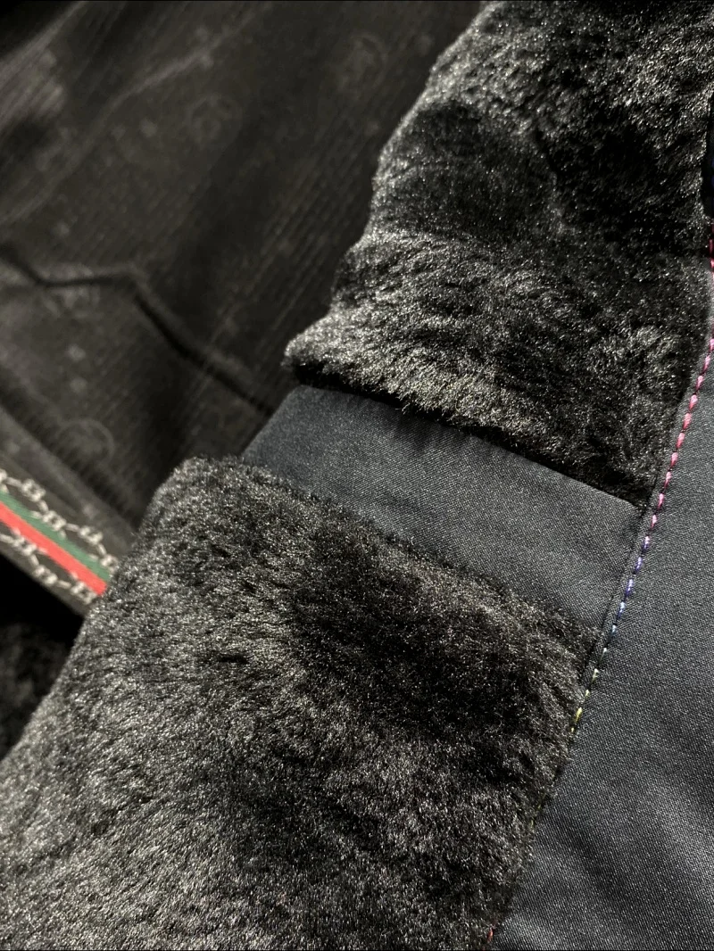 

Thiened Fce Winter Jaet for Men Removable Fur Collar Busin Commute Cotton Coat Faionable Stand Fit Zipper Deco...