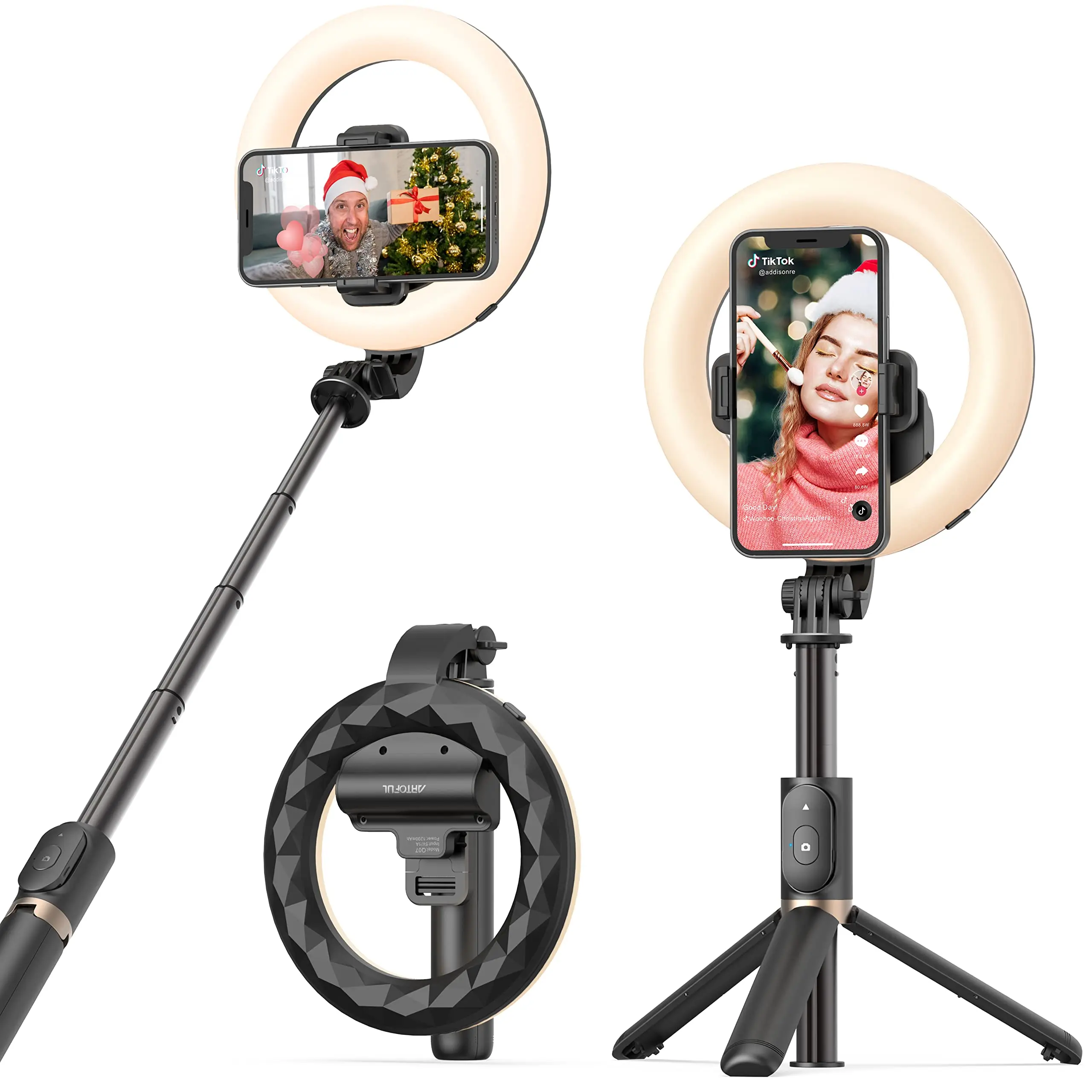 3 in 1 Portable LED Fill Light Selfie Stick Tripod with 6