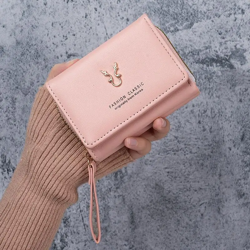 Fashion Women's Small Short PU Leather Wallet Anti Scratch Card Holder with Coin Purse for Weekend Outings Gift