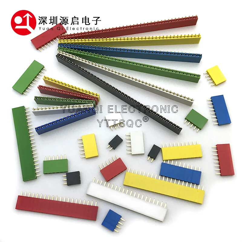 2.54mm jednorzędowe żeńskie złącze płytki PCB listwa złącza Pinheader 2/3/4/5/6/8/10/16/40p 1 pin kolorowe gniazdo dla Arduino