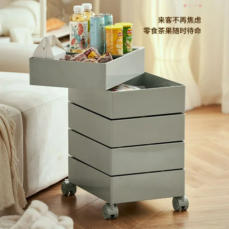 360 Rotating Bedside Storage File Cabinet Storage Side Cabinet Office Multi-layer Storage Cabinets Movable Side Table Trolleys