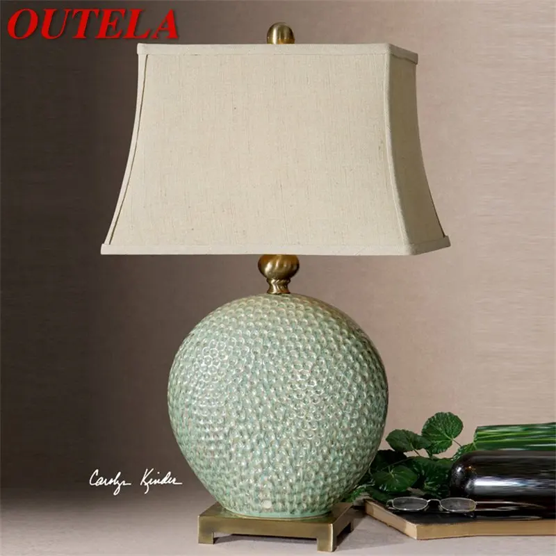 

OUTELA Nordic Ceramic Table Lamp Design Modern LED Simple Creative Light Luxury Desk Lighting for Home Living Bedroom Bedside