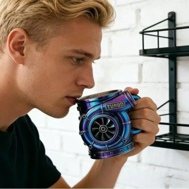 Creative Engine Design Mug Resin Stainless Steel Liner Coffee Cup Wine Cabinet Decoration Party Drinkware Personalized Gift