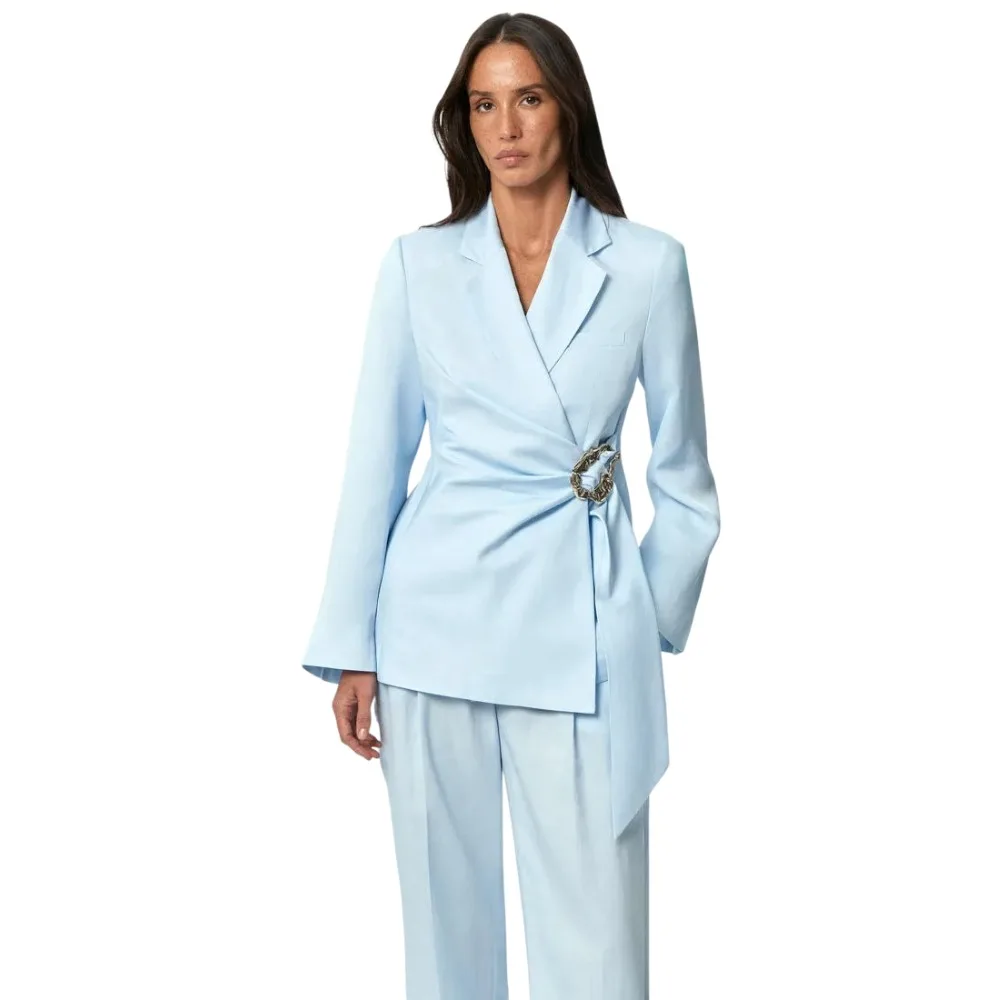 Elegant Women's Evening Dresses Suit Gown Notched Lapel One Button Jacket And Pants For Female Satin 2 Pieces Suit Customized