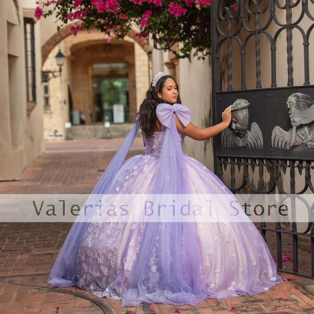 Lavanda vestido De Quinceañera, vestido De Baile De Princesa, apliques De lazo, vestido De boda, Vestidos De fiesta De cumpleaños, 15