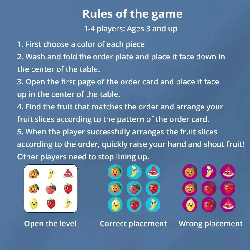 Jeux de société fruits enfants jouets éducatifs maître couleur correspondant Parent-enfant exercice de pleine conscience interactif