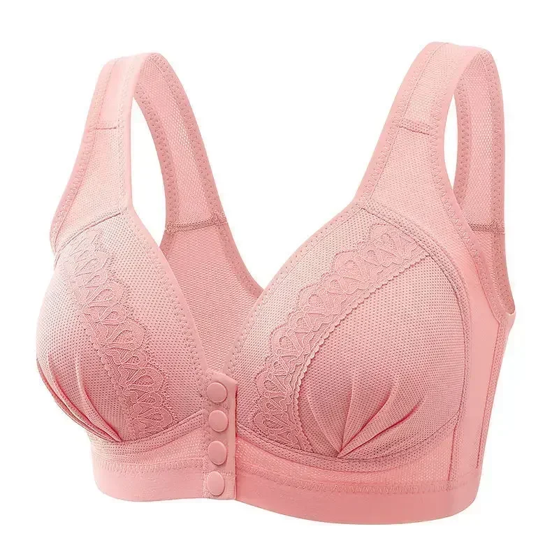 Wireless Lace Maternity Nursing Bra Breathable Comfort Side Gathering Lingerie for Middle Aged Mothers