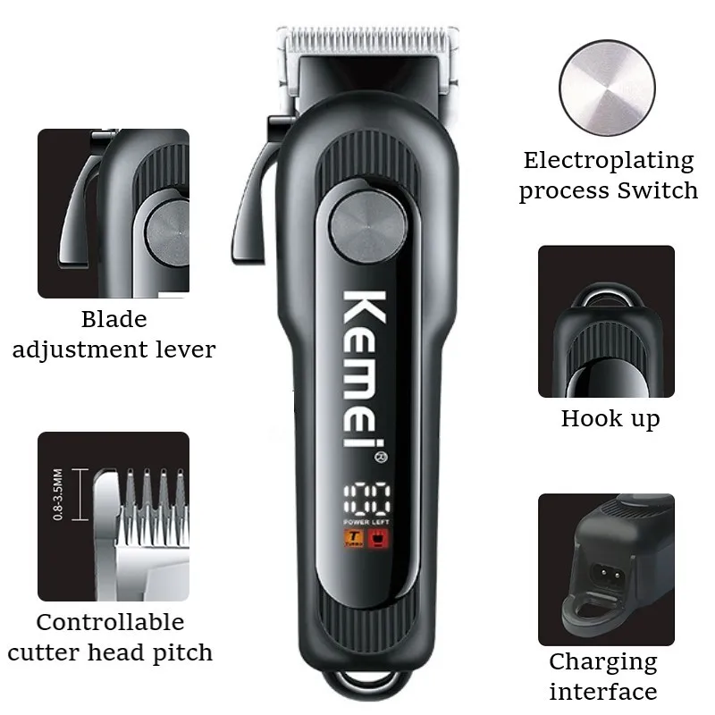 Kemei 1132 New Rechargeable Hair Trimmer for Men Professional Neckline Hair Clipper Beard Electric Edge Hair Cutting Machine