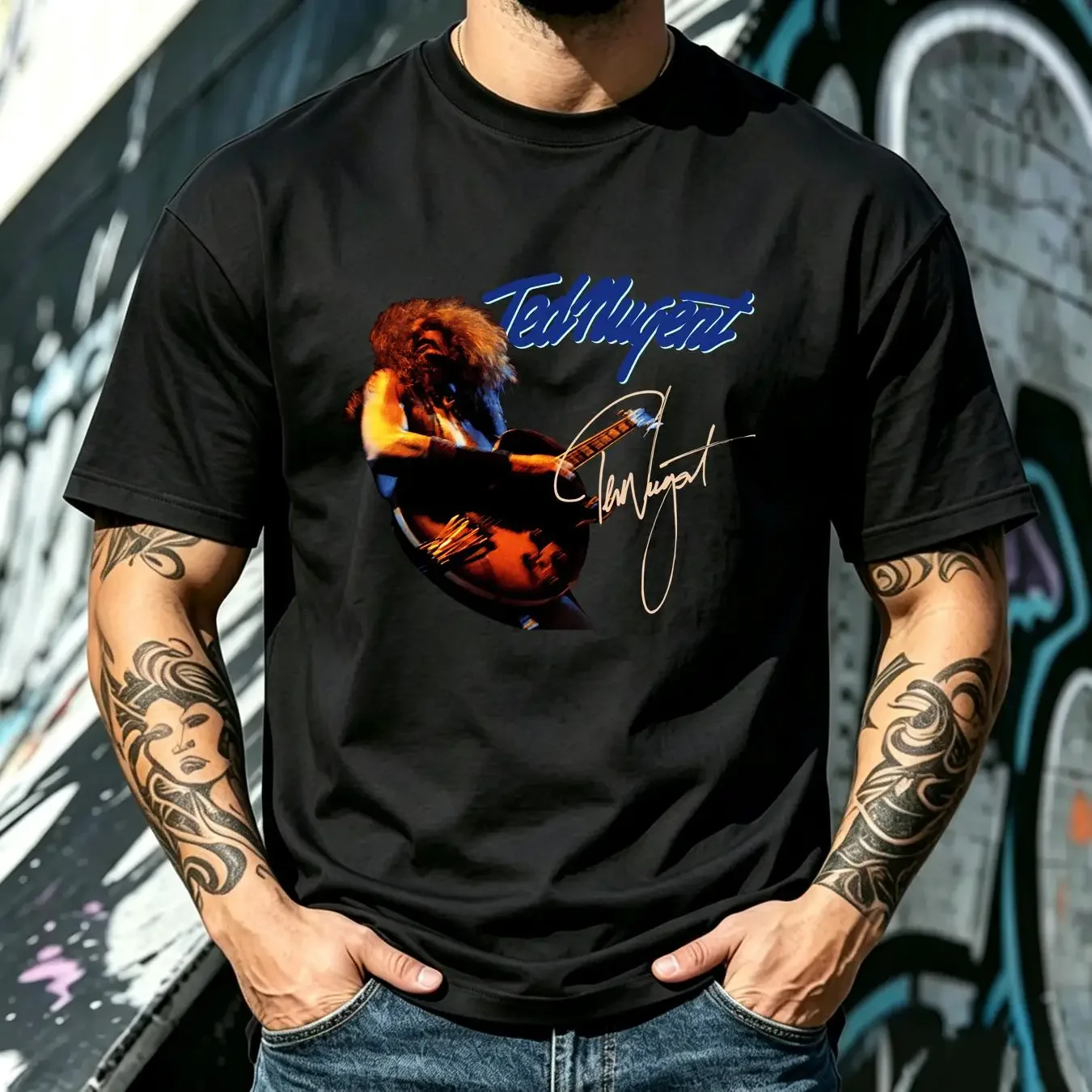 washed T Shirt Ted Nugent  for fans All Size S 3XL vintage Washed designer clothes Top For Everyday Wear Slightly Breathable