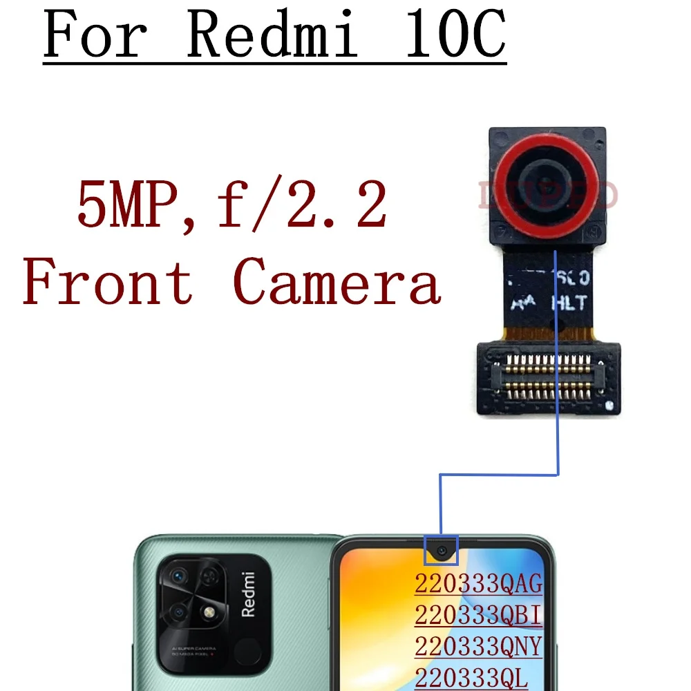 Front Rear Camera For Xiaomi Redmi 10C 220333QAG/QBI/QNY/QL Back Main View Frontal Selfie Camera Module Parts