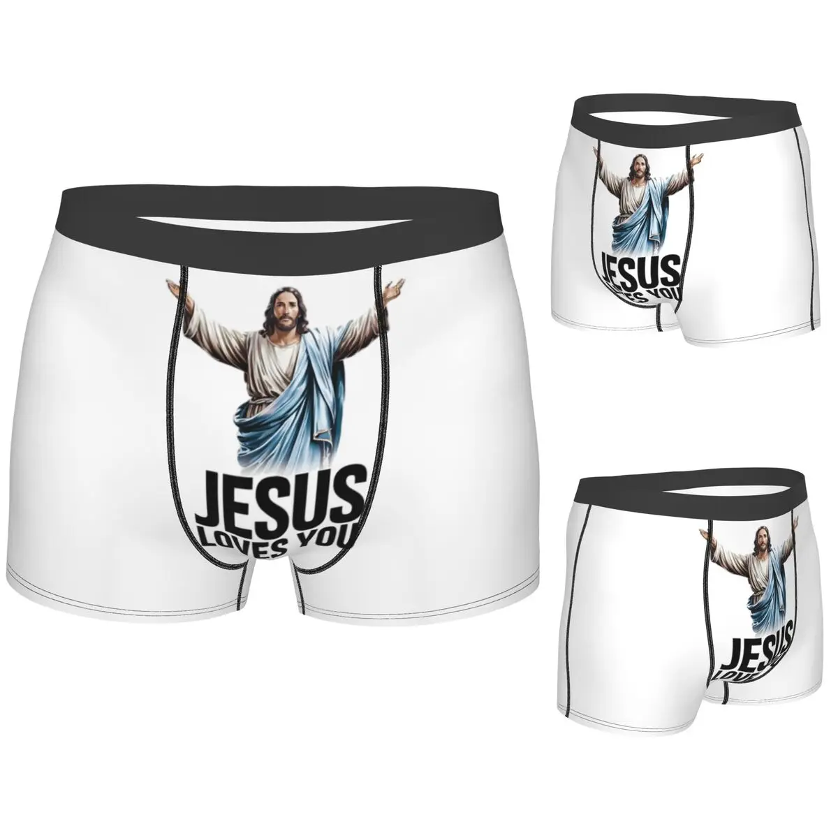 

Boxer Underpants Shorts Jesus Loves You Panties Men Soft Underwear for Homme Man Boyfriend Gift