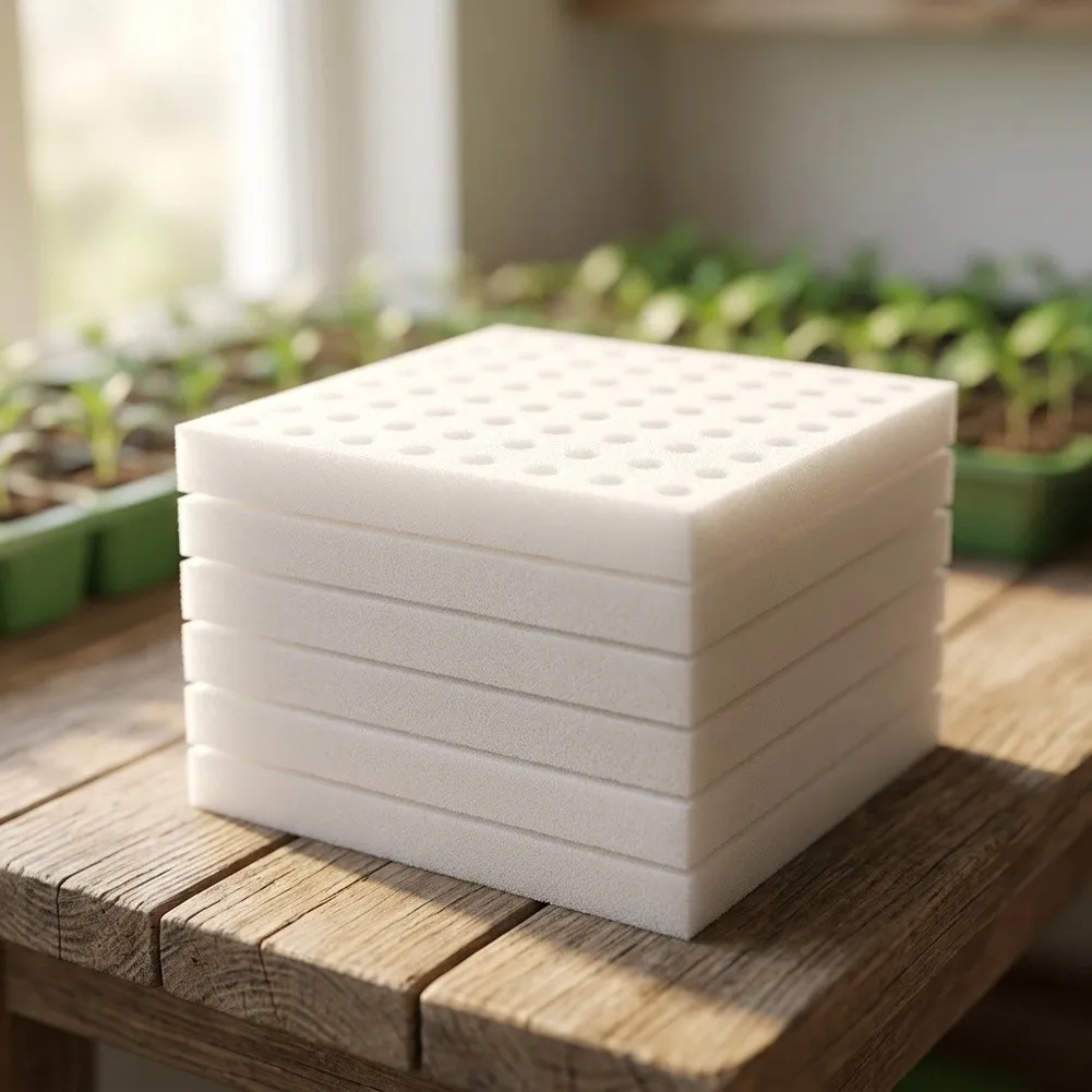 Hydroponics Grow Sponges 6 Pieces Each Containing 100 Pre-Cut Cubes and Center Holes for Efficient Plant Cloning