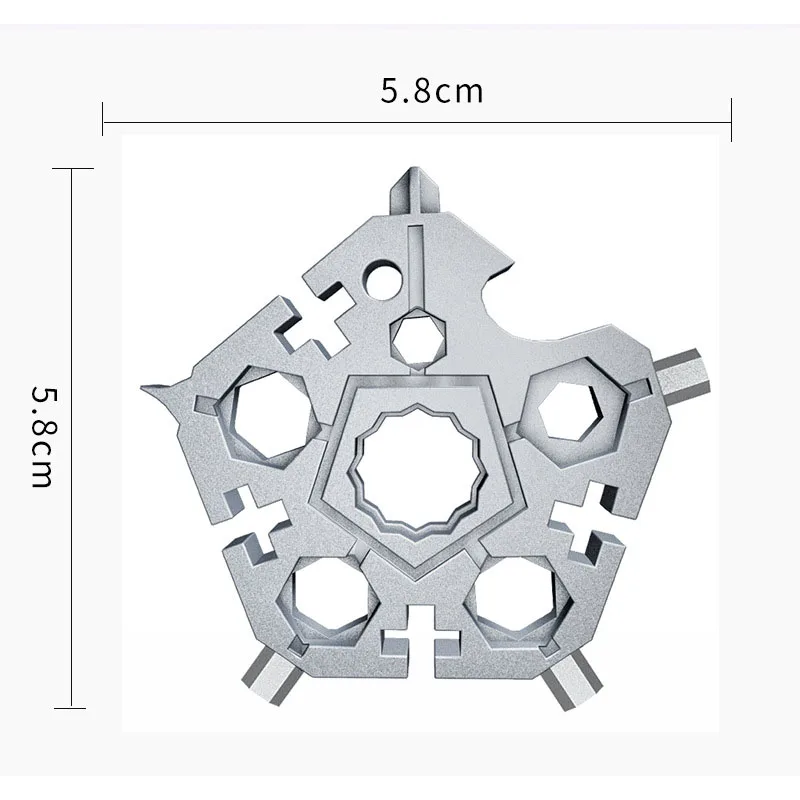 23 In 1 Pentagon Multi-function Snowflake Inner Six Angle Wrench Tool Outdoor EDC Screwdriver Bicycle Combination Tool 58*58mm