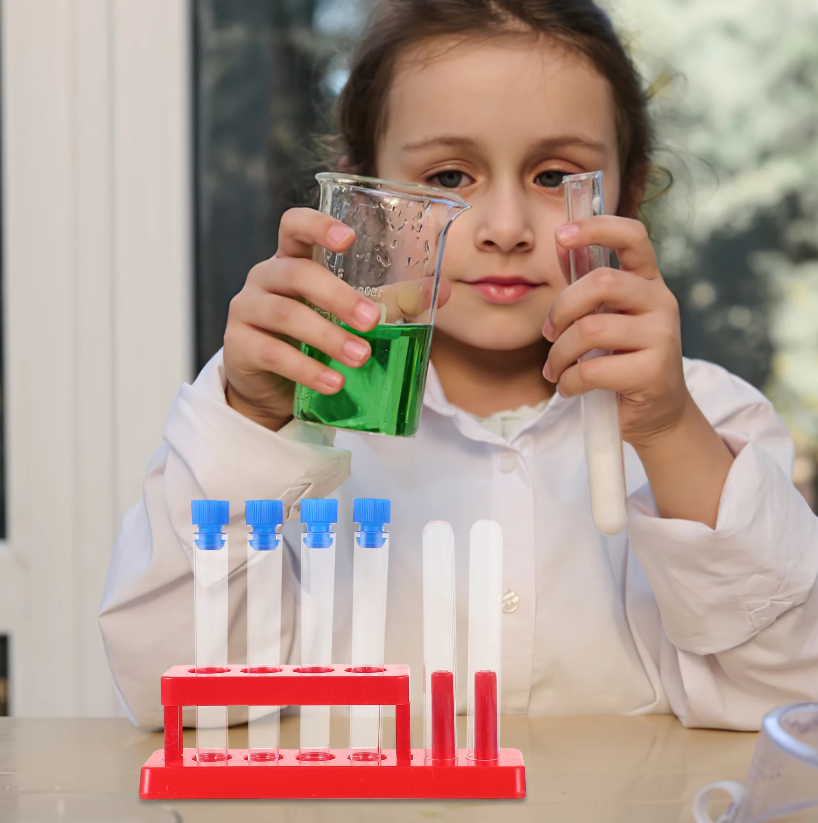 Kinderspeelgoed Kinderbuis Wetenschap Plastic buizen met doppen Handleiding voor kinderen Kit Rood leermiddelen Student