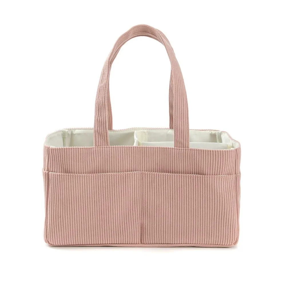 

New Corduroy Diaper Caddy Organizer With Handle Multi-Pocket Diaper Storage Basket Foldable Nappy Storage Organizer Newborn