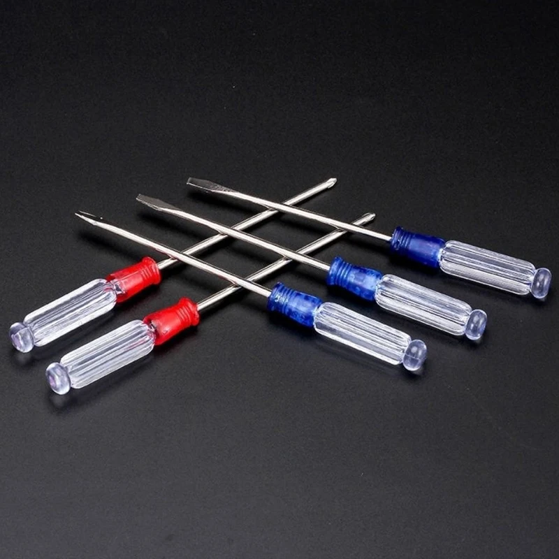 40pcs/lot Cross/Flat Head Small Screwdriver Red Blue Plastic Handle Screwdriver For Model Toy Disassembly Home Repair Tools