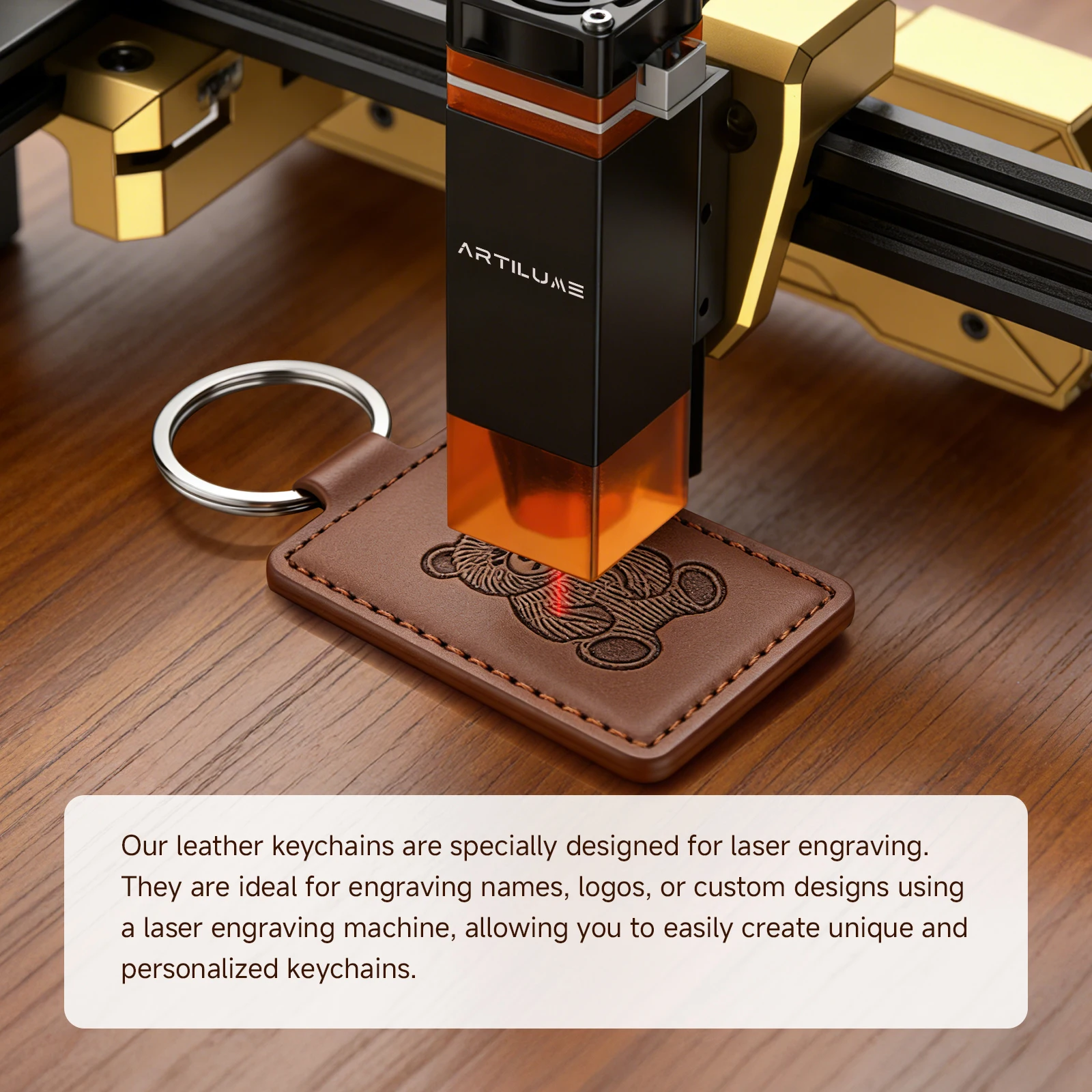 5Pcs Personalizable PU Leather Keychain Blanks for Laser Engraver, Durable Brown DIY Key Ring Tags