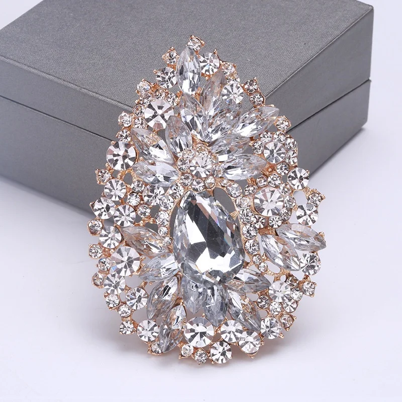 Bestseller Kristall-Wassertropfen-Broschen für Damen Vintage Mode Anhänger-Stil Elegante Hochzeits-Anstecknadeln Party-Schmuck Brosche