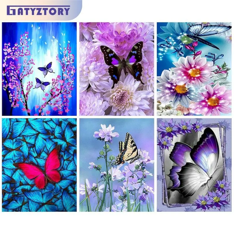 

GATYZTORY 5D Diamond Painting New Arrivals Butterfly Flower Diamond Mosaic Embroidery Animals Needlework Arts And Crafts Home De